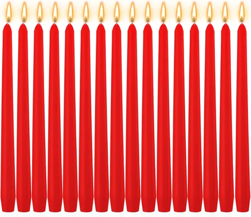 Vista 9 de MTLEE 16 velas cónicas de 10 pulgadas de largo a granel, sin humo, sin perfume, cera de parafina con mecha de algodón para el día de San Valentín