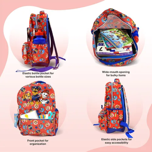 Vista 4 de Juego de mochila de 16 pulgadas para niñas y niños, mochila escolar para niños de jardín de infantes y primaria con accesorios para la escuela