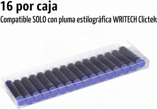 Vista 3 de WRITECH W-1784 Cartucho de tinta azul: 16ct para pluma estilográfica