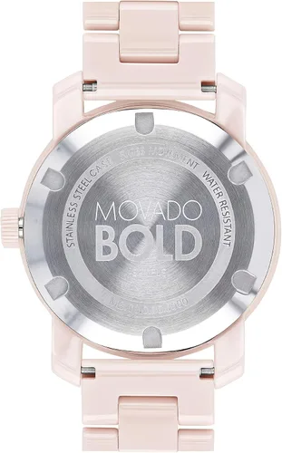 Vista 3 de Movado Bold Blush - Estuche de acero de cerámica para mujer, color rubor
