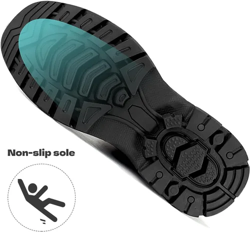 Vista 4 de Jacata Botas de trabajo impermeables de cuero con punta suave/de acero para hombre, resistentes al aceite/antideslizantes de 6 pulgadas con suela
