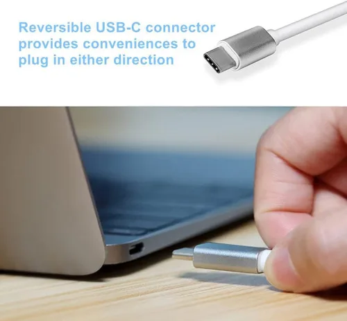 Vista 4 de Adaptador USB-C a VGA, convertidor USB 3.1 tipo C (Thunderbolt 3) a VGA compatible con MacBook Pro, MacBook, MacBook Air 2018, Dell XPS 13/15, Gris