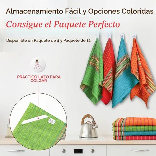 Vista 7 de THREAD SPREAD - Toallas de cocina 100% algodón, toallas de salsa, juego de 4 (16x28 pulgadas), paño de cocina multiusos para secar, restaurante