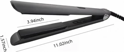 Vista 8 de Plancha de pelo profesional, negro, plancha plana de titanio con pantalla LCD, placa caliente MCH, cable giratorio de 360°, calentamiento rápido
