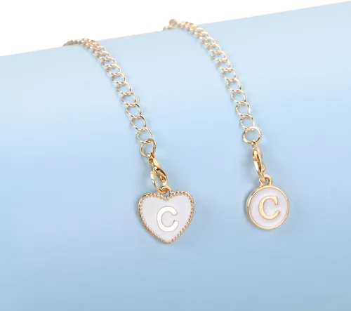 Vista 6 de HOMICO 2 piezas de cadena de letras redondas en forma de corazón para Stanley Cup, accesorios de cadena de letras con nombre personalizado para vaso