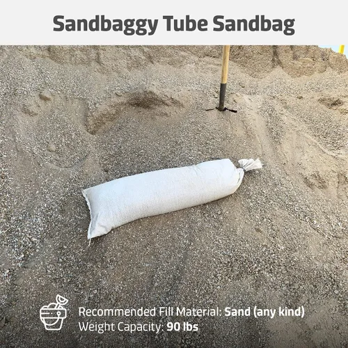 Vista 4 de Sandbaggy Bolsas de arena de tubo de 38 pulgadas por 12 pulgadas Tela resistente de grado industrial Capacidad de peso de 90 libras Barrera