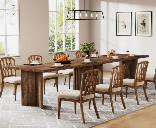 Vista 8 de Tribesigns Mesa de comedor de 63 pulgadas para 4-6, mesa de cocina estilo granja con gran superficie, mesa rectangular para cenas y comidas
