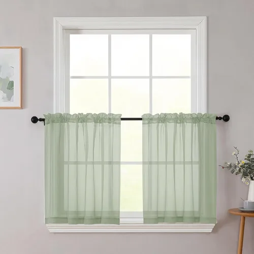 Vista 33 de 2 paneles de cortinas traslúcidas blancas para dormitorio, sala de estar, 96 pulgadas de largo, modernas, suaves, ligeras, con bolsillo para barra