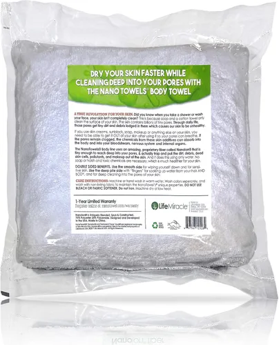 Vista 5 de Nano Towels Toalla de baño corporal y ducha. Enorme y súper absorbente. Elimina la suciedad, el aceite y los cosméticos. Úsalo como toalla de lujo