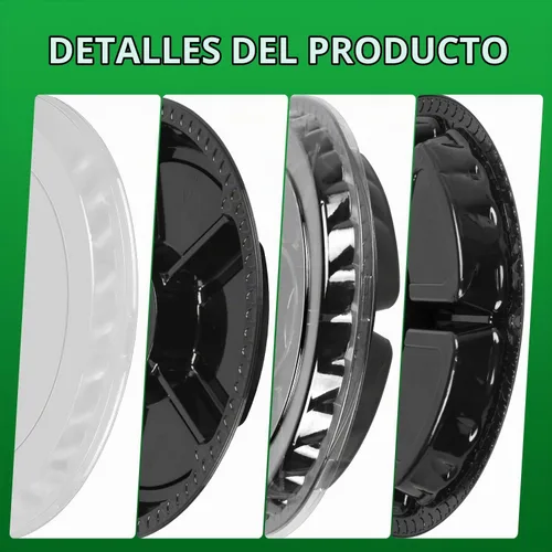 Vista 6 de Bandeja de plástico para aperitivos con tapa, resistente, reciclable de 12 pulgadas, bandejas para aperitivos de frutas vegetarianas, recipientes