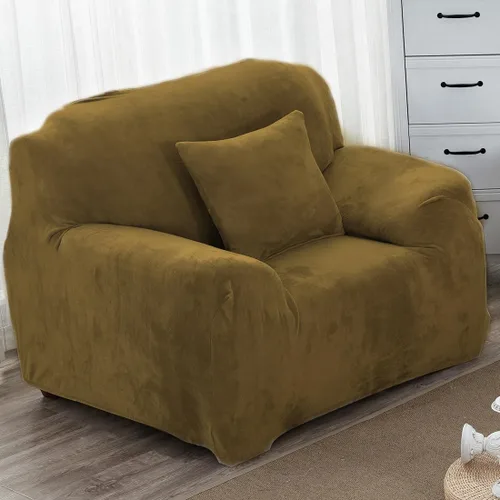 Vista 30 de vctops Funda elástica para sofá de 4 plazas de terciopelo de felpa, 1 pieza, con parte inferior elástica, protector de muebles suave y esponjoso