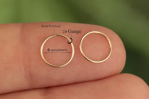 Vista 132 de Aretes de aro de oro de plata – Aretes de aro para mujer, dos piezas de aros de plata fina rellenos de oro, aro de hélice, anillo de tragus, aro