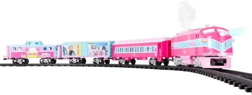Vista 3 de Lionel Mattel Barbie - Juego de tren de juguete con control remoto, locomotora, vagones de tren y pista con sonidos auténticos de tren, luces