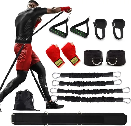 Vista 8 de Boxing Resistance Bands MMA Boxing Training Equipment Gear with Handles/Ankle Cuff/Belt for Men,Shadow Boxing Accessories for Kicks Full Body