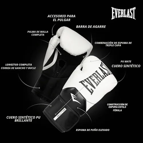 Vista 4 de Everlast Elite 2 Boxing Gloves Women, Men, Heavy Bag Black/Gold 16oz