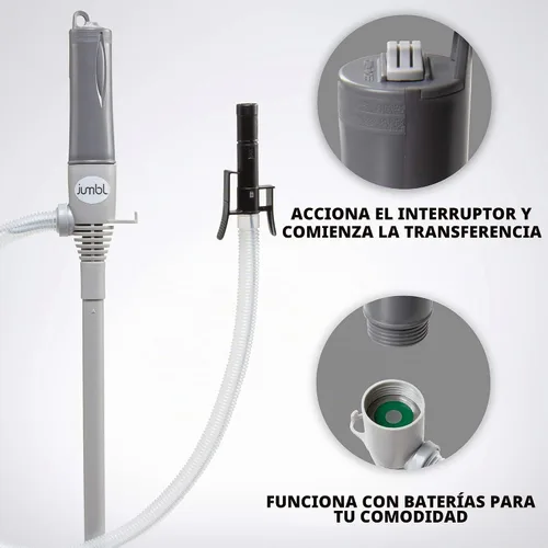 Vista 7 de Jumbl - Bomba automática de transferencia de combustible con parada automática, 3 veces más potente, alimentada por batería tipo D, manguera