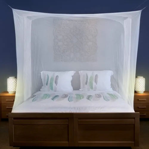 Vista 10 de Mosquitera negra para camas individuales a king size – 2 aberturas laterales y 6 bucles para colgar – Forma rectangular decorativa para el hogar