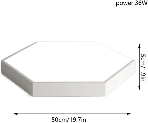 Vista 6 de Lámpara de techo LED regulable de montaje empotrado, luz de panel hexagonal simple, lámpara de techo moderna de montaje en superficie con control