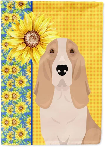 Vista 148 de Caroline's Treasures WDK5313GF Bandera de jardín con diseño de girasoles de verano, color negro y tostado, Airedale Terrier para buzón, bandera