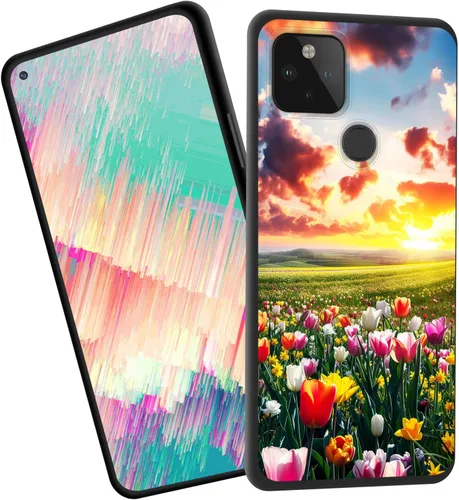 Vista 111 de Funda delgada para Google Pixel 4 XL, funda delgada de silicona de TPU suave a prueba de golpes para Google Pixel 4 XL, gato negro luna estrellada