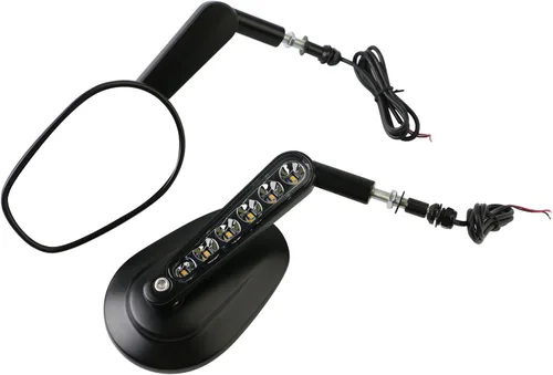 Vista 7 de Espejos retrovisores Muscle Pacewalker con luces LED de señales direccionales para H-arley Davidson VROD V-Rod VRSCF Negro