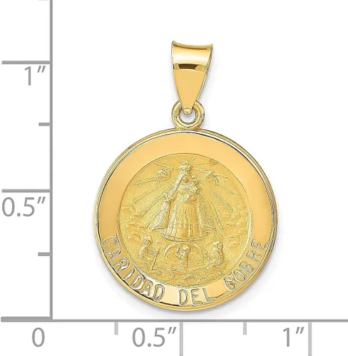 Vista 4 de Collar con dije de medalla Caridad Del Cobre, oro amarillo de 14 quilates, joyería fina religiosa para mujeres, regalos para ella