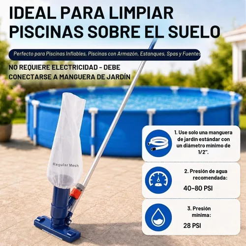 Vista 6 de Aspiradora de piscina no eléctrica Sepetrel, limpiador de manguera de jardín