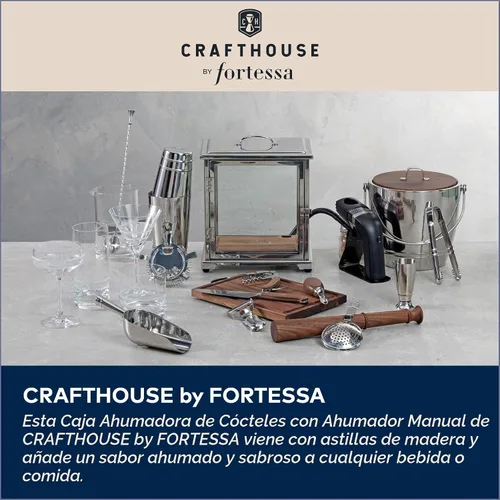 Vista 4 de Crafthouse by Fortessa - Caja de cristal para ahumar cóctel con ahumador de mano
