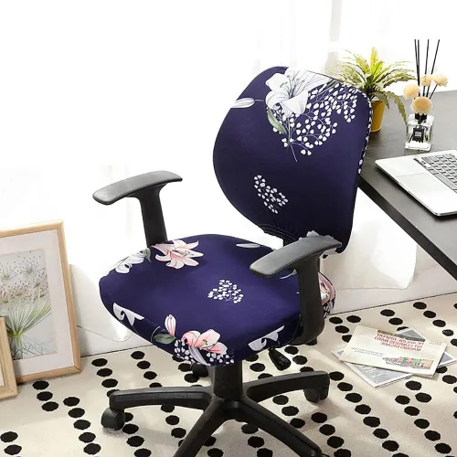 Vista 10 de LINGXIYA Funda de asiento elástica dividida, fundas para silla de computadora de oficina, funda de silla giratoria impresa, fundas protectoras B
