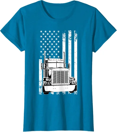 Vista 97 de Camión conductor bandera americana camionero vintage hombres mujeres regalo camiseta