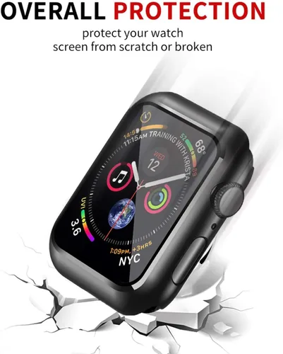 Vista 6 de Smiling - Funda compatible con Apple Watch Series 3 y Series 2 de 1.496 pulgadas con protector de pantalla de vidrio templado integrado - Funda