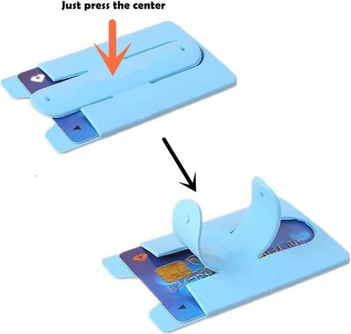 Vista 5 de Tarjetero con soporte para teléfono celular, funda adhesiva de goma de silicona para teléfono inteligente (6 unidades)
