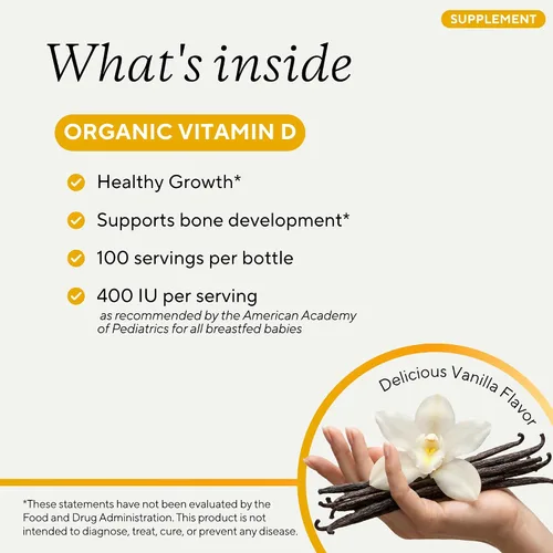 Vista 2 de Genexa Gotas de vitamina D para bebés y recién nacidos, hechas limpias, 100
