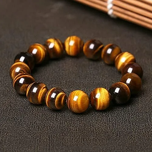 Vista 2 de HUYHOAT - Pulseras y brazalete de piedra natural 5A de ojo de tigre para mujeres y hombres, pulseras de cuentas de regalo, pulseras 7D3AI (0.630in)