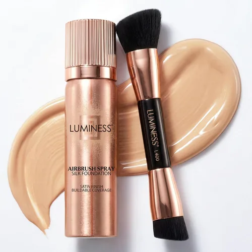 Vista 10 de LUMINESS Kit de aerosol de maquillaje con brocha de aire y brocha suave de seda – Base de maquillaje de cobertura total y brocha de doble cara