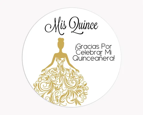 Vista 15 de Calcomanías de quinceañera de 40 quilates, membrillo MI, calcomanías en español o inglés para cumpleaños número 15 (027-S-BG)