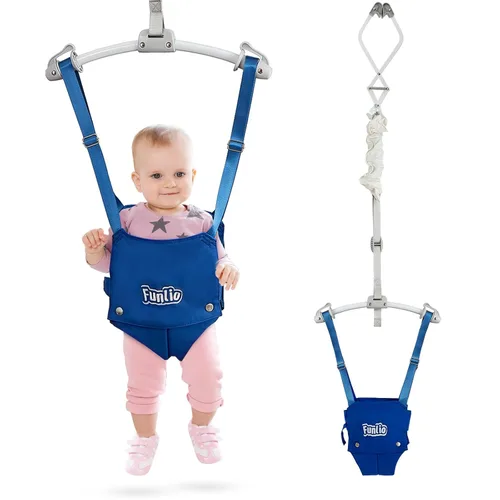 Vista 8 de FUNLIO Saltador de Puerta para Bebé de 6 a 24 Meses (con Abrazadera para Puerta), Saltador de Puerta para Bebé con Resorte Fuerte y Correa