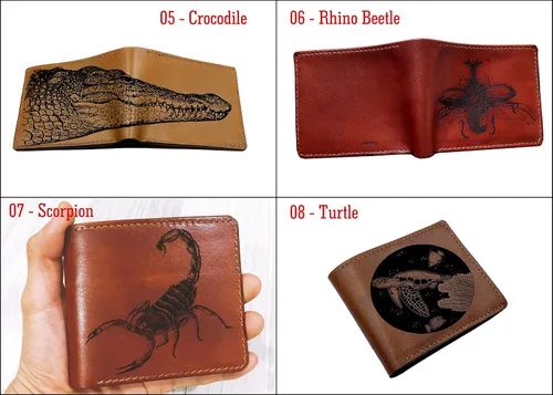 Vista 5 de Cartera plegable de cuero de ciervo alce hecha a mano para hombre, regalos personalizados para hombres, idea de regalo de Navidad 2020
