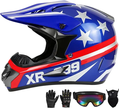 Vista 10 de Youth Kids Motocross Helmet, DOT Certified,ATV Dirt Bike Motorcycle, BMX 4-Wheeler Off-Road Mountain Bike,W/Gloves Goggles Mask