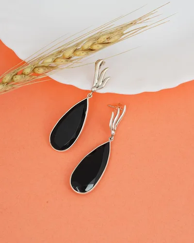 Vista 5 de PHNX Black Onyx Earrings Dangle, Large Dangle Earrings Women Boho, Handmade Jewelry Earrings Sterling Silver, Unique Gifts For Her