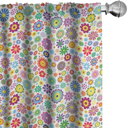Vista 43 de Ambesonne - Paquete de cortinas de ventana de invierno de 2 unidades, cristales ornamentales de hielo con tiempo frío de enero abstracto, juego