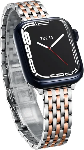 Vista 10 de Correa delgada y femenina para Apple Watch 11 10 Se 9 8 7 6 5 4 3, Correa metálica elegante para mujeres para Apple Watch 42mm 41mm 40mm 44mm 45mm