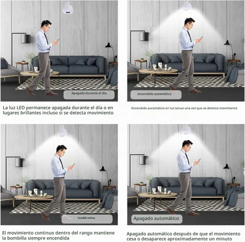 Vista 6 de Luz con sensor de movimiento enchufable, luz nocturna del atardecer al amanecer, salida de CA, lámpara de pared para escalera, luz LED inteligente