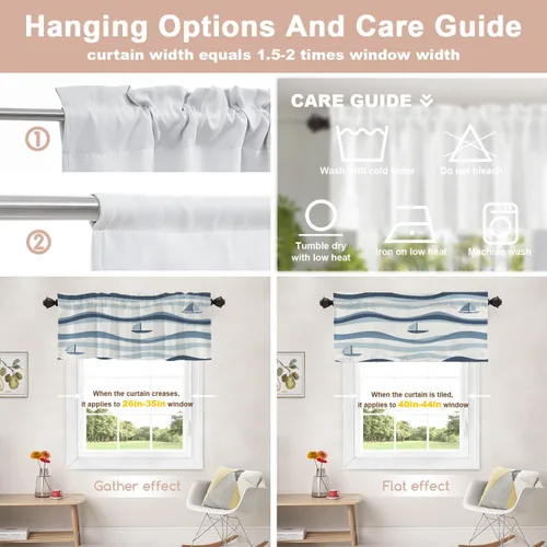 Vista 87 de Shrahala Orange Autumn Autumn Blackout Curtain Tiers, Fall Kitchen Valance Light Blocking Tier Drapes with Rod Pocket, 2 Pack 26 X 24 in
