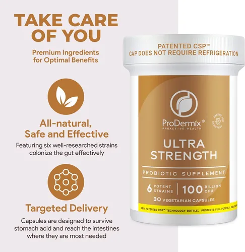 Vista 4 de Probiótico ultra fuerte para hombres y mujeres que apoya la salud intestinal, inmunológica, digestiva y del colon, 6 cepas potentes, 100 mil