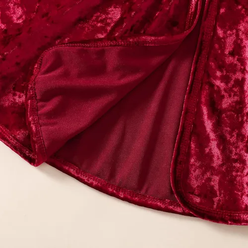 Vista 7 de Disfraz de Navidad para bebés y niñas con cordones terciopelo liso capa con capucha poncho para cosplay ropa de vestir