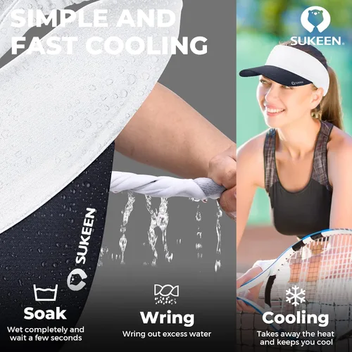 Vista 5 de Sukeen Visera elástica refrescante de tamaño libre con protección UV, visera pico para golf, tenis, ciclismo, correr