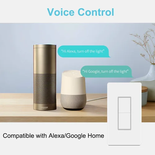 Vista 5 de Interruptor de luz inteligente, botón de doble interruptor inteligente WiFi, compatible con Alexa y Google Home, control remoto con función