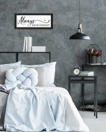 Vista 4 de YPY Letrero con texto en inglés "Always Kiss Me Goodnight" (Always Kiss Me Goodnight): pintura que absorbe el sonido, arte de pared – Decoración