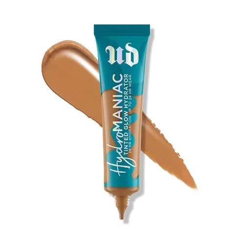 Vista 8 de Urban Decay Hydromaniac Dewy Foundation, Hidratante con color para piel seca, cobertura media construible, con filtrado de kombucha y aceite